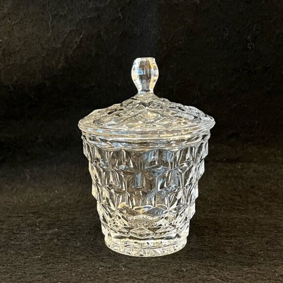 Vintage Fostoria ~ American Pattern ~ Clear Glass ~ Sweet Jam Pot with Lid - Picture 4 of 4